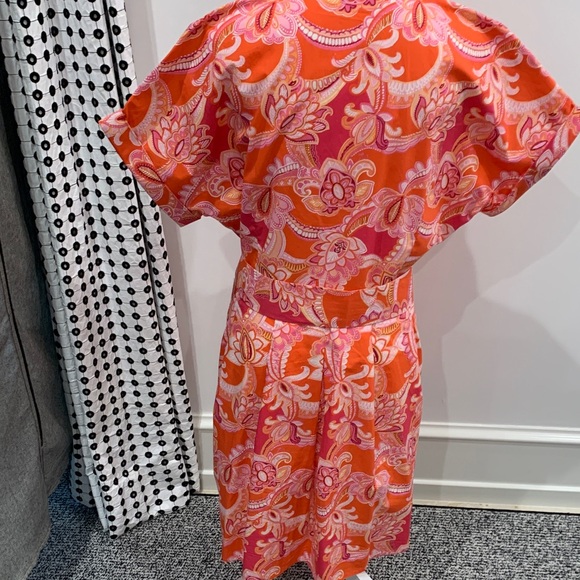 Talbots Vibrant Pink and Orange Paisley Button-Down Dress.  Size 12P. Never worn - Picture 5 of 8